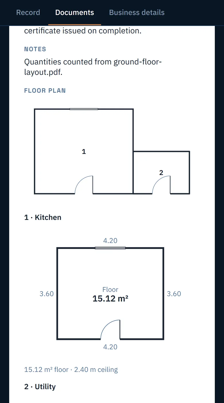 A quote with the floor plan drawn on it
